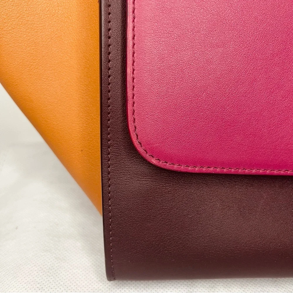 🧡 Celine Spring Luxury Trapeze Tricolor Leather Handbag - Picture 4 of 16